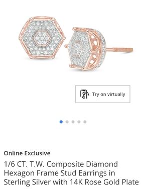 Zales Rose Gold and Silver Composite Diamond Stud Earrings